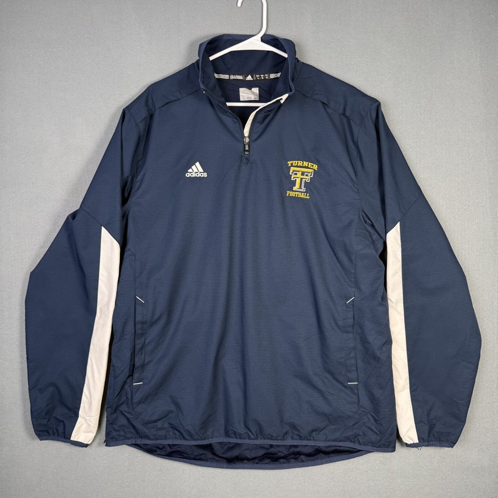 Adidas Turner Football Jacket Mens L Navy Gold 1/4 Zip Team Player ID